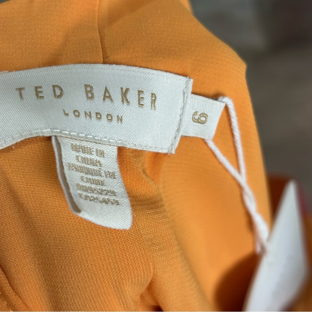 SOLD NEW Ted Baker Lacieyy Orange Floral One-Shoulder Dress - Picture 9 of 12